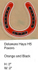 Deleware Hayes Pacers HS 2012 (OH) Orange and Black Horse Shoe outlined in white